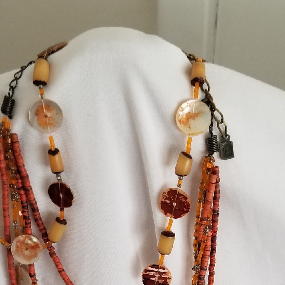 Orange beaded necklace with lobster clasp - Picture 4 of 8